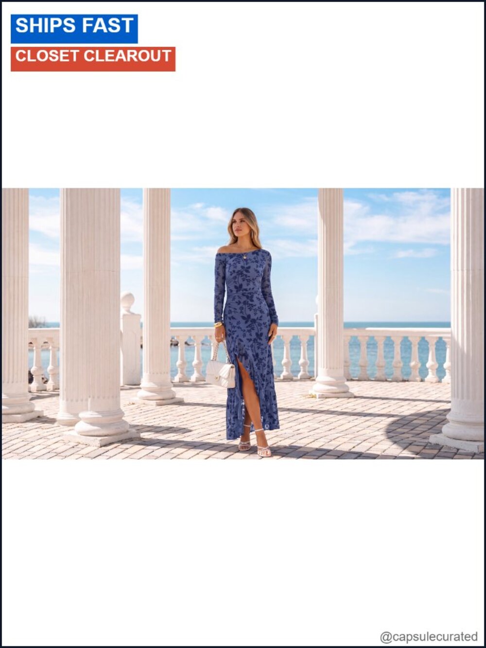 Off Shoulder Bodycon Maxi Dress Ruched One Shoulder Ruffle Hem Formal - Picture 6 of 6